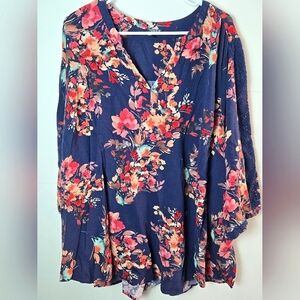 Women's Torrid Floral Boho Flowy Blouse Top, Size 5